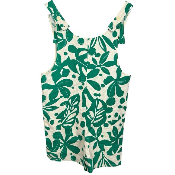 Corey Lynn Calter Linen Jumpsuit Tropical Adjustable Romper Green Floral XS - Picture 2 of 13